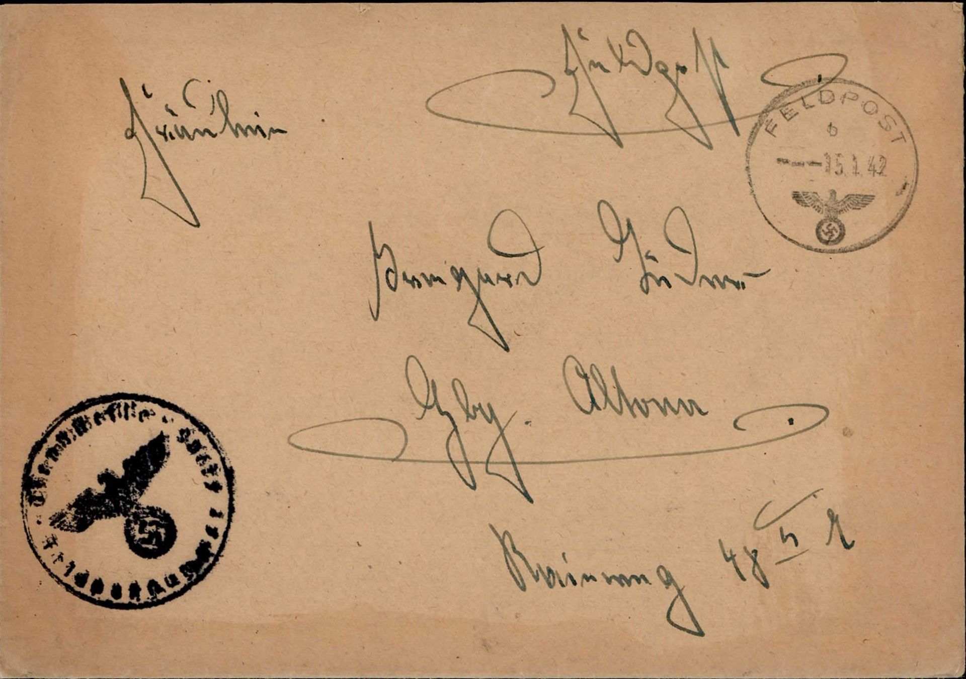 SS Feldpost 44906 (1. Fernsprech-Kompanie Nachrichten-Abteilung SS-Division Nord) mit Briefinhalt