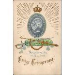 Adel Sachsen König Albert Beisetzungstag 23.Juni 1902 Prägekarte I-II