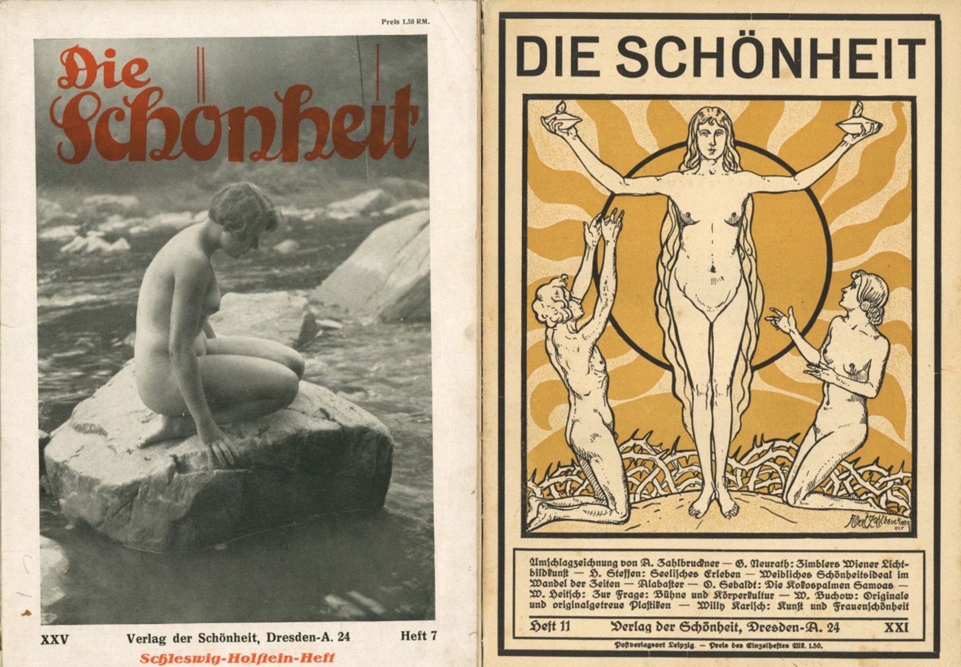 Erotik Lot mit 8 Ausgaben Monatsheft Die Schönheit 1925-1931 sowie 1 Ausgabe Geist und Schönheit