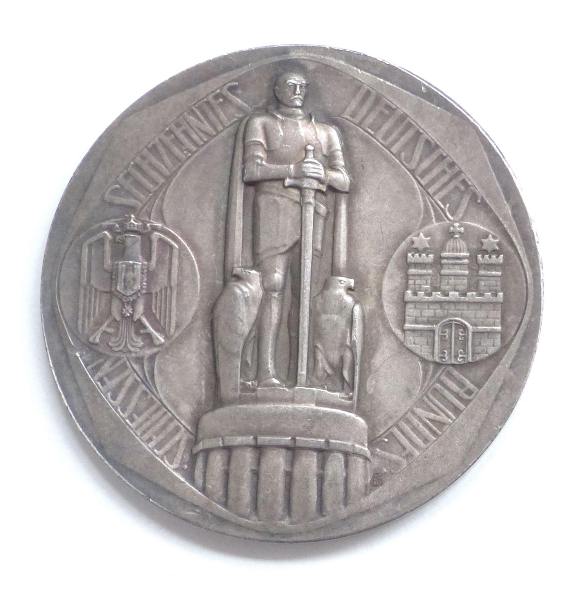 Schützen Hamburg Deutsches Bundesschießen 1909 Medaille silber ca. 40 mm Durchm. I-II
