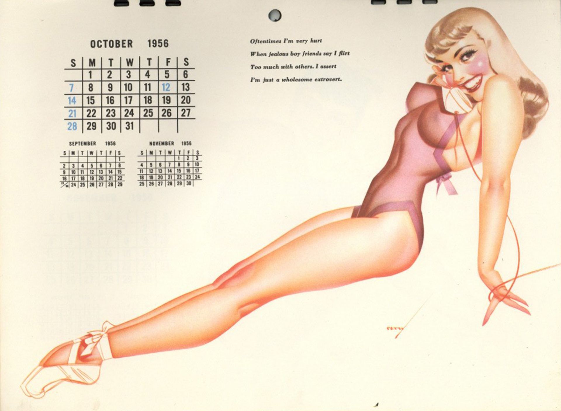 Erotik Kalender Esquire Girl Calendar 1956 Special Deluxe Edition im Papierschuber II (Schuber