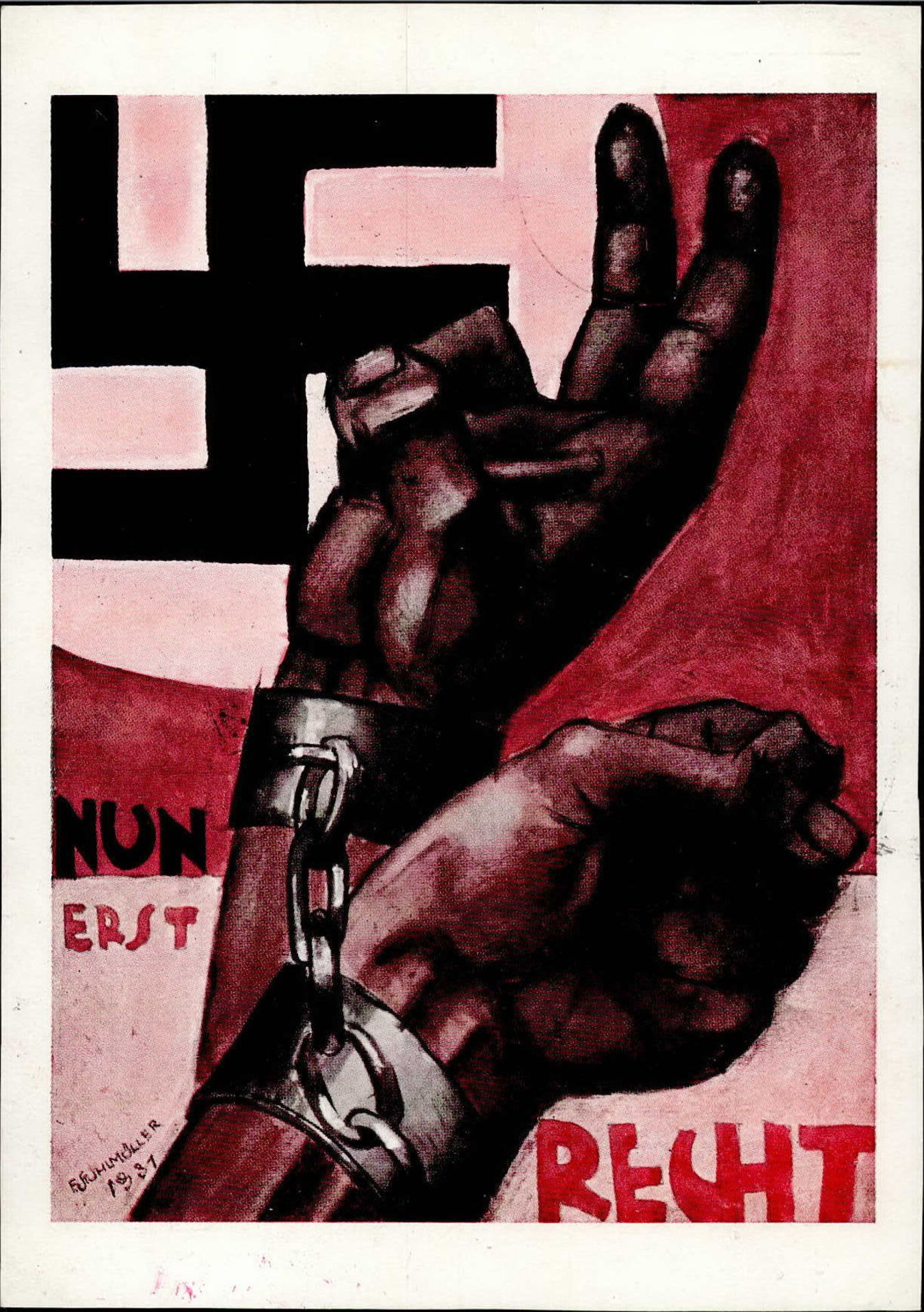 NSDAP WK II - frühe seltene Prop-Ak NUN ERST RECHT Künstlerkarte sign. F.Stuhlmüller 1931 I