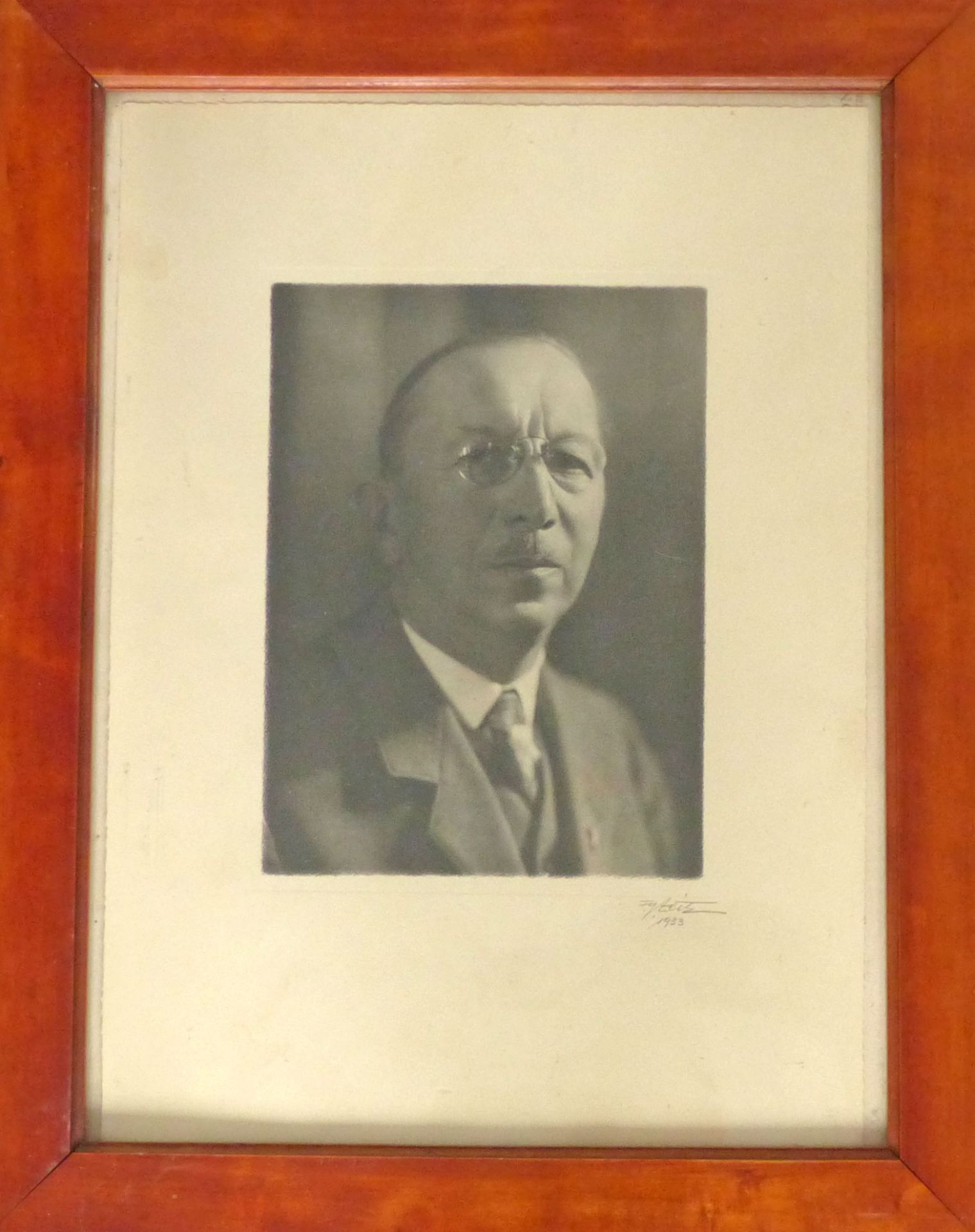 WK II Schacht, Hjalmar Portrait im Original-Holzrahmen (39x49 cm), Reichsbankpräsident 1933-1939 und