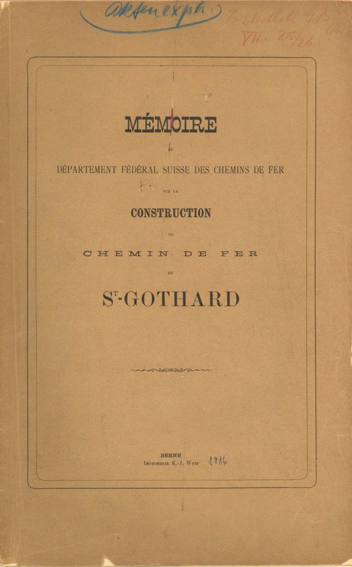 Eisenbahn Buch Memoire du Departement Federal des chemins de fer sur la construction du chemin de