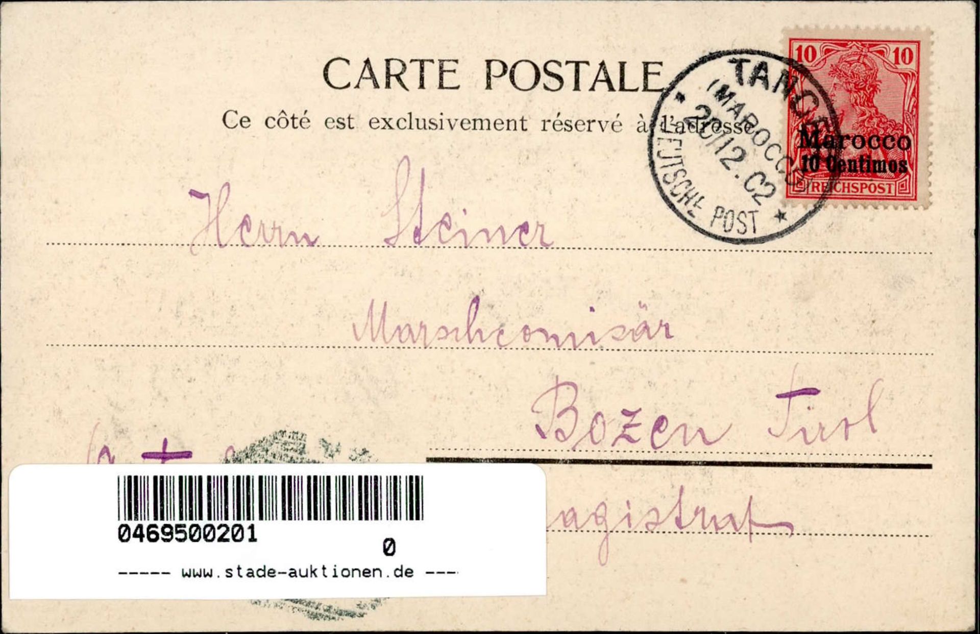 Deutsche Post Marokko Lavcuses Arabe Stempel Tanger auf - Image 2 of 2