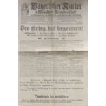 WK I Dokumente Zeitung Bayerischer Kurier Extra-Ausgabe vom 2.8.1914 Der Krieg hat begonnen! 4 S.