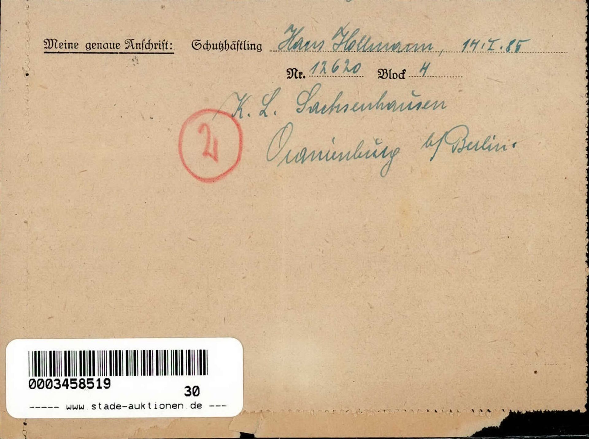 WK II KZ - Post Oranienburg II (eingerissen) - Image 2 of 2