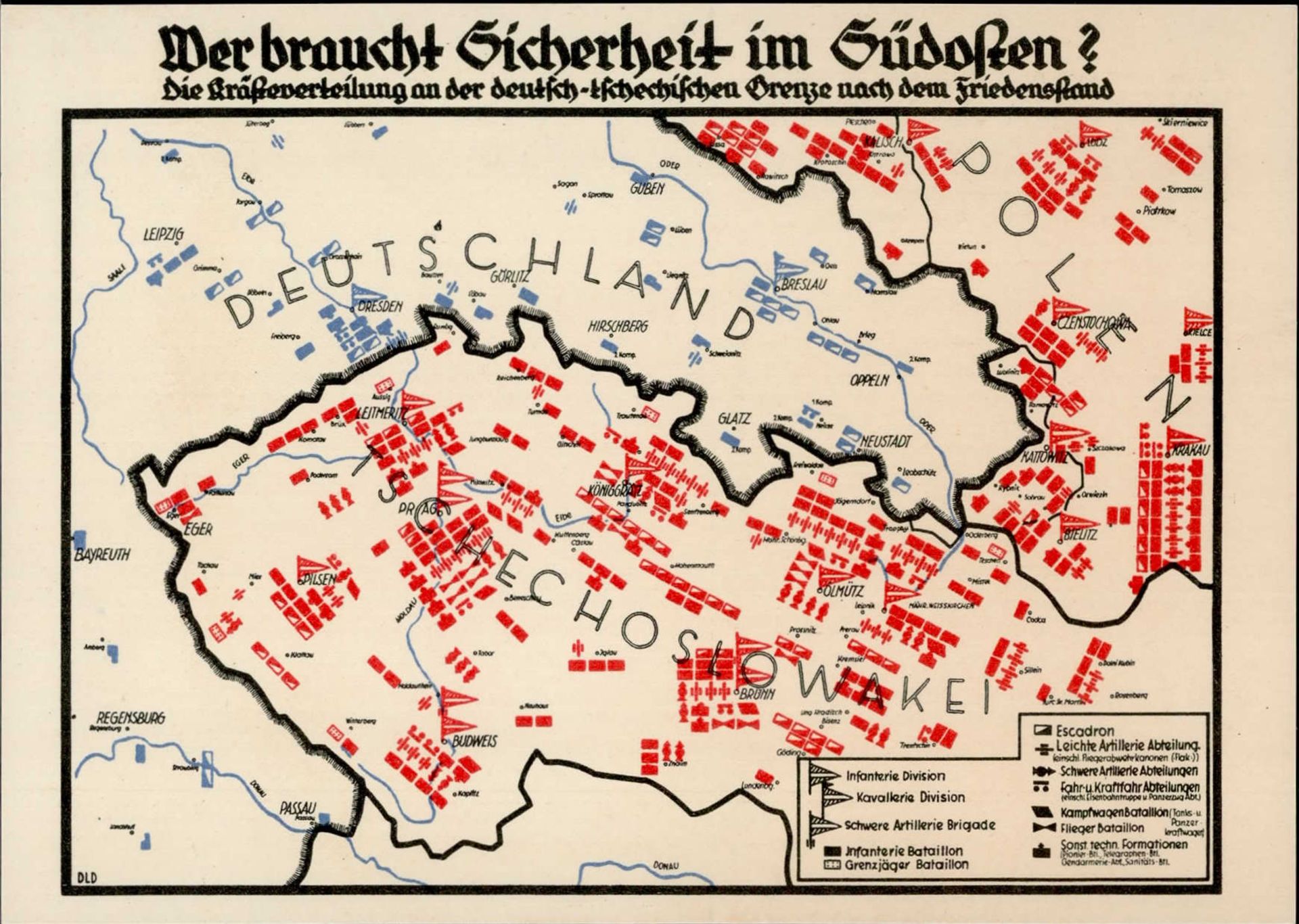 WK II Karte deutsch-tschechische Grenze I-II