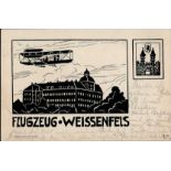 FLIEGER-SPENDENKARTE - Für das FLUGZEUG WEISSENFELS 1912 Künstlerkarte sign. J.O. I