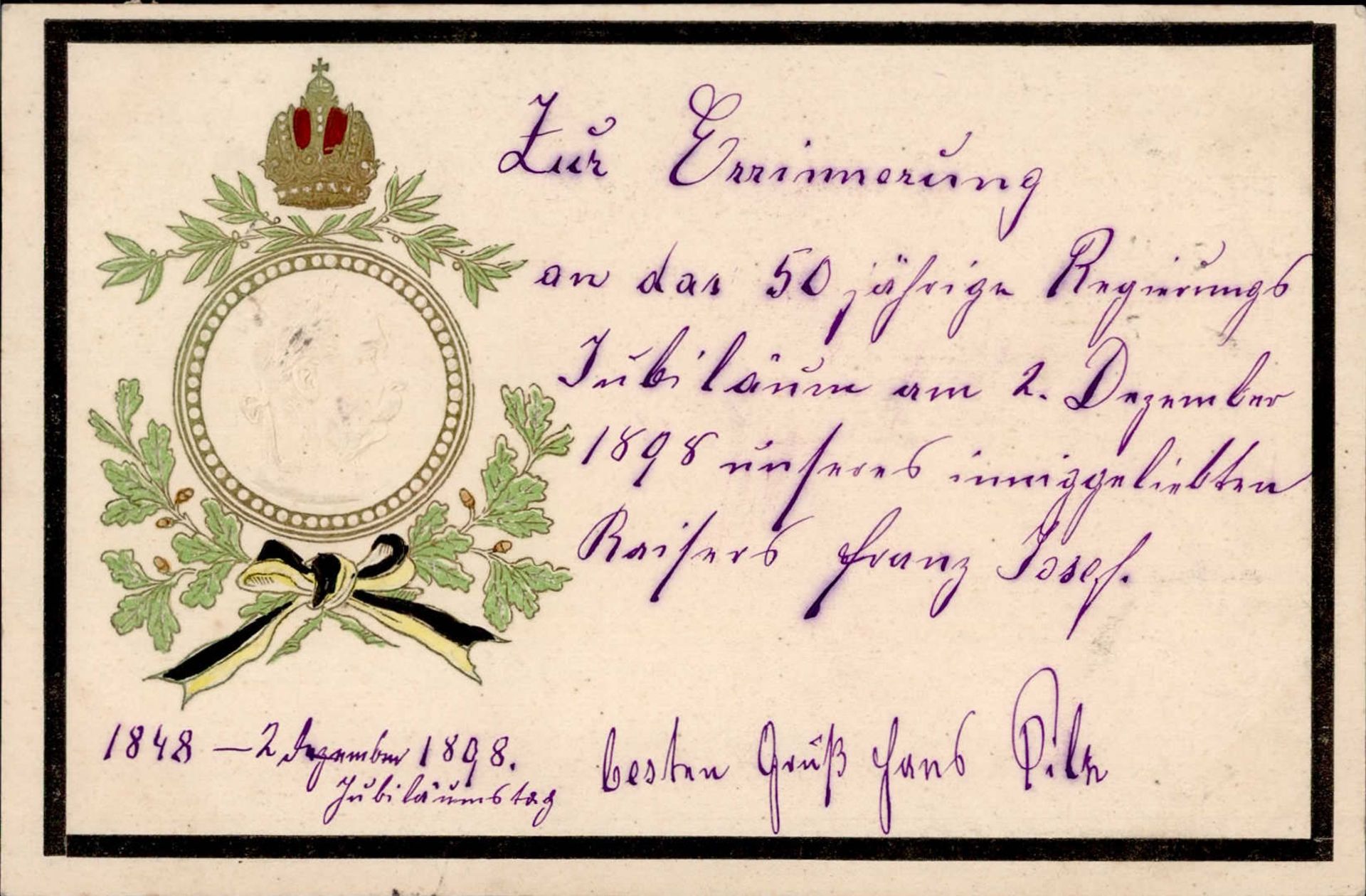 Kaiser Franz Josef I. Prägekarte 1898 I-II