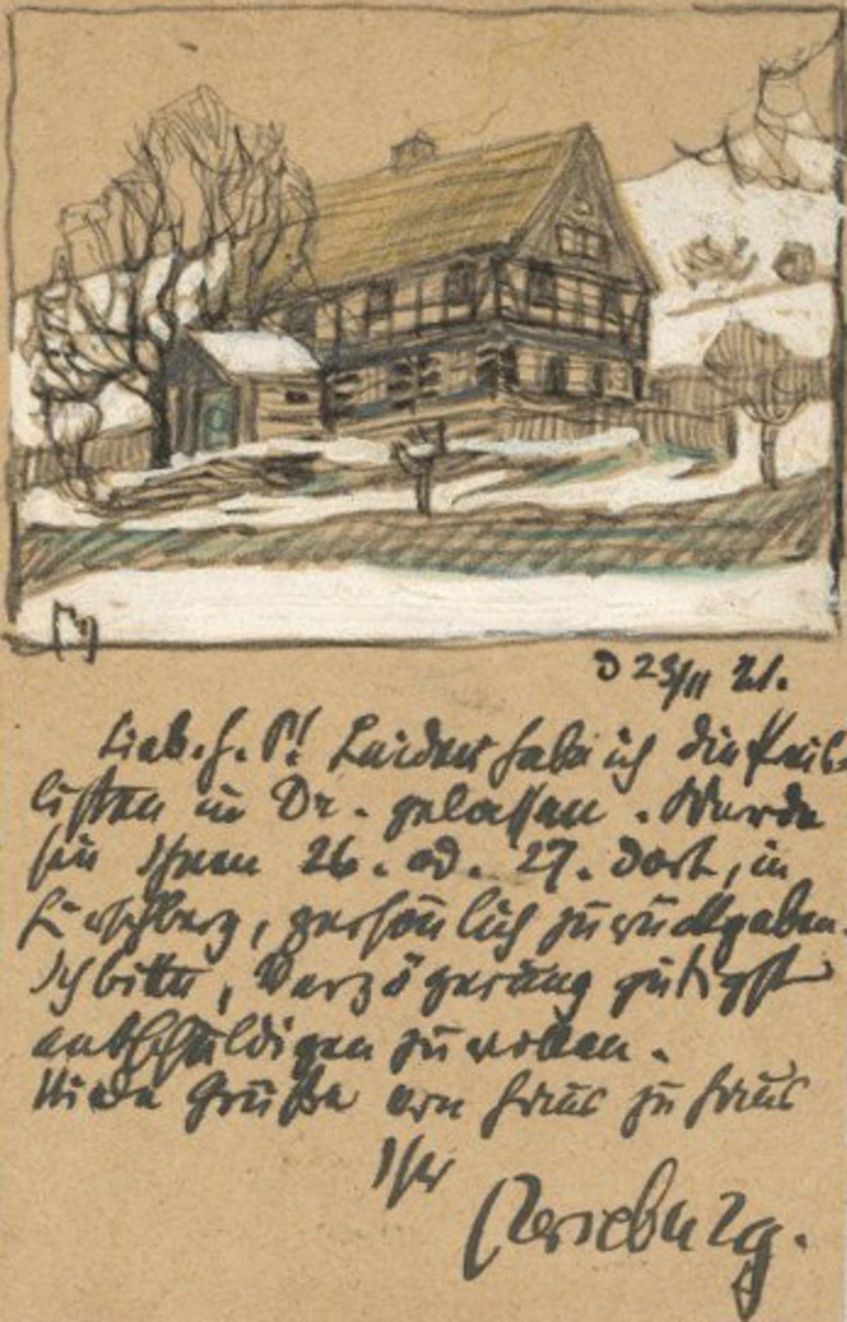 Merseburg, Otto Wilhelm handgemalte und handgeschrieben AK 1921 I-II