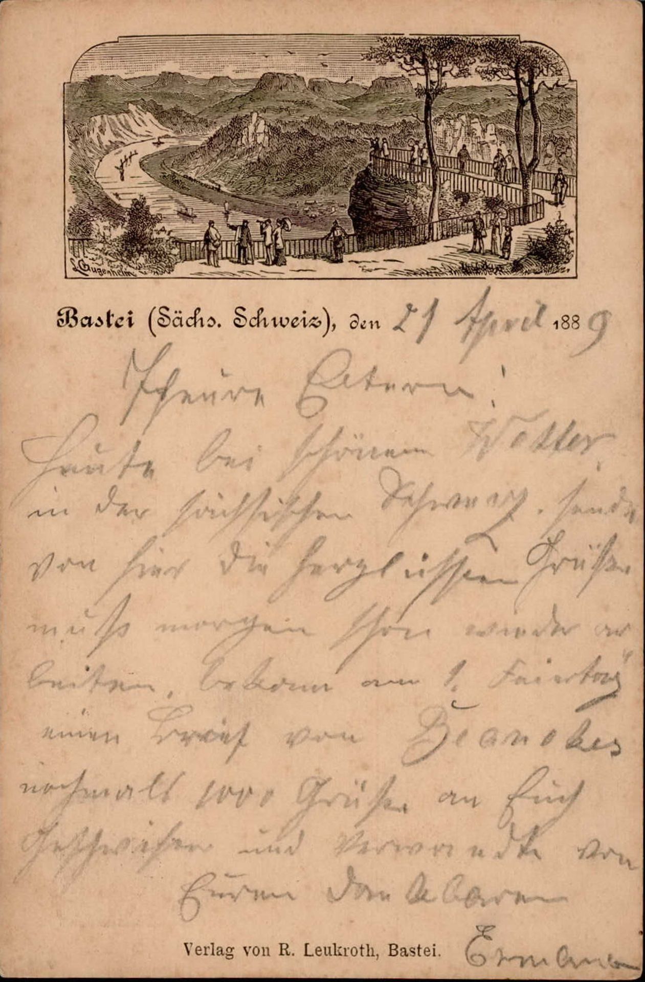 Vorläufer 1889 DR Ganzsache Sächsische Schweiz Bastei I-II