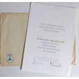 Auto Urkunde von Daimler-Benz für 100.000 Kilometer inkl. Original-Umschlag II