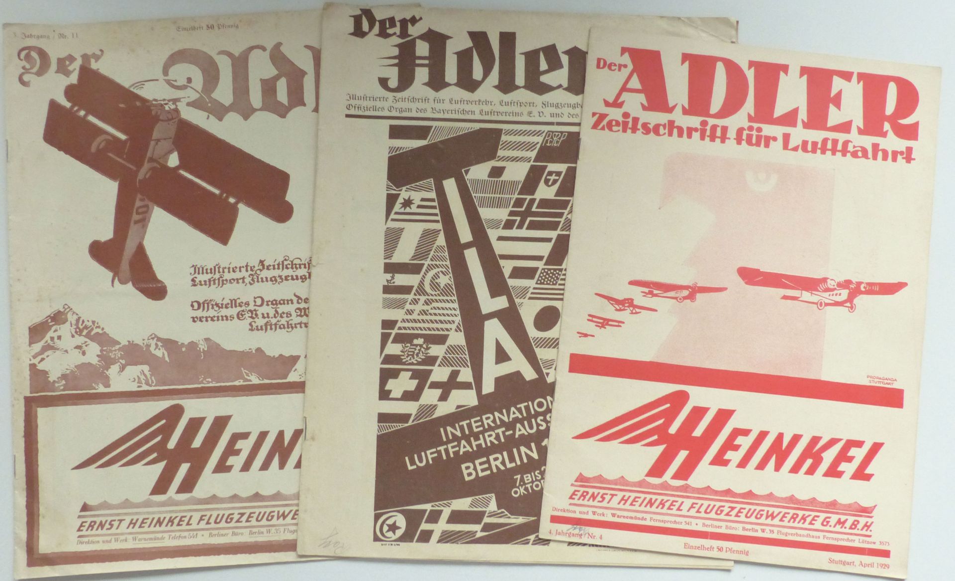 Luftfahrt Lot mit 16 Zeitschriften der Luftfahrt Der ADLER 1928/29, Ernst Henkel Flugzeugwerke
