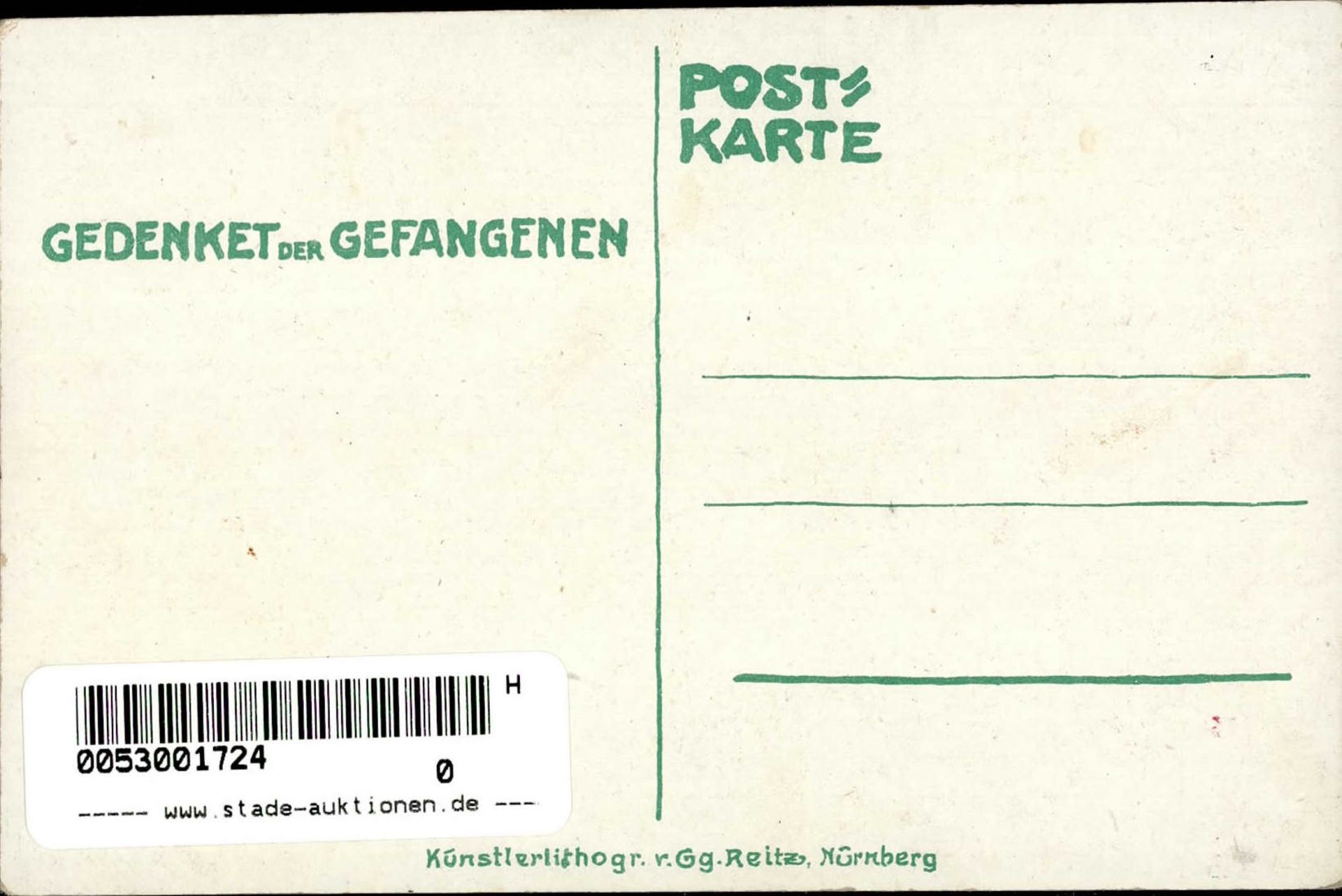 Kriegsgefangene Gedenkkarte sign. Reitz I-II - Image 2 of 2