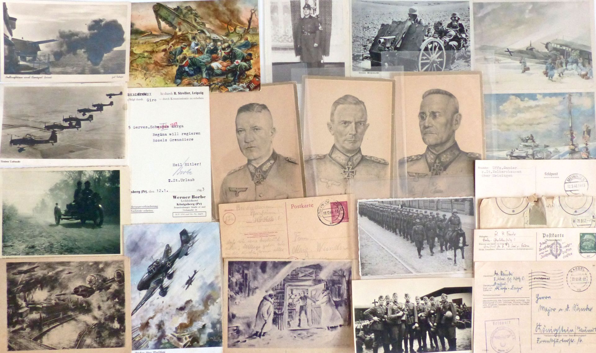 Propaganda WK II kleine Sammlung Karten, Fotos, Belege, Wehrmachtspropaganda, Feldpost, etc.
