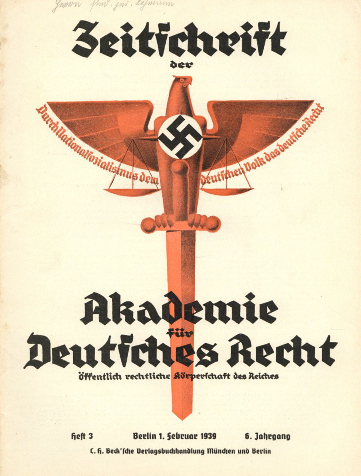 Buch WK II Lot mit 12 Zeitschriften Akademie für Deutsches Recht alle 1939 Becksche