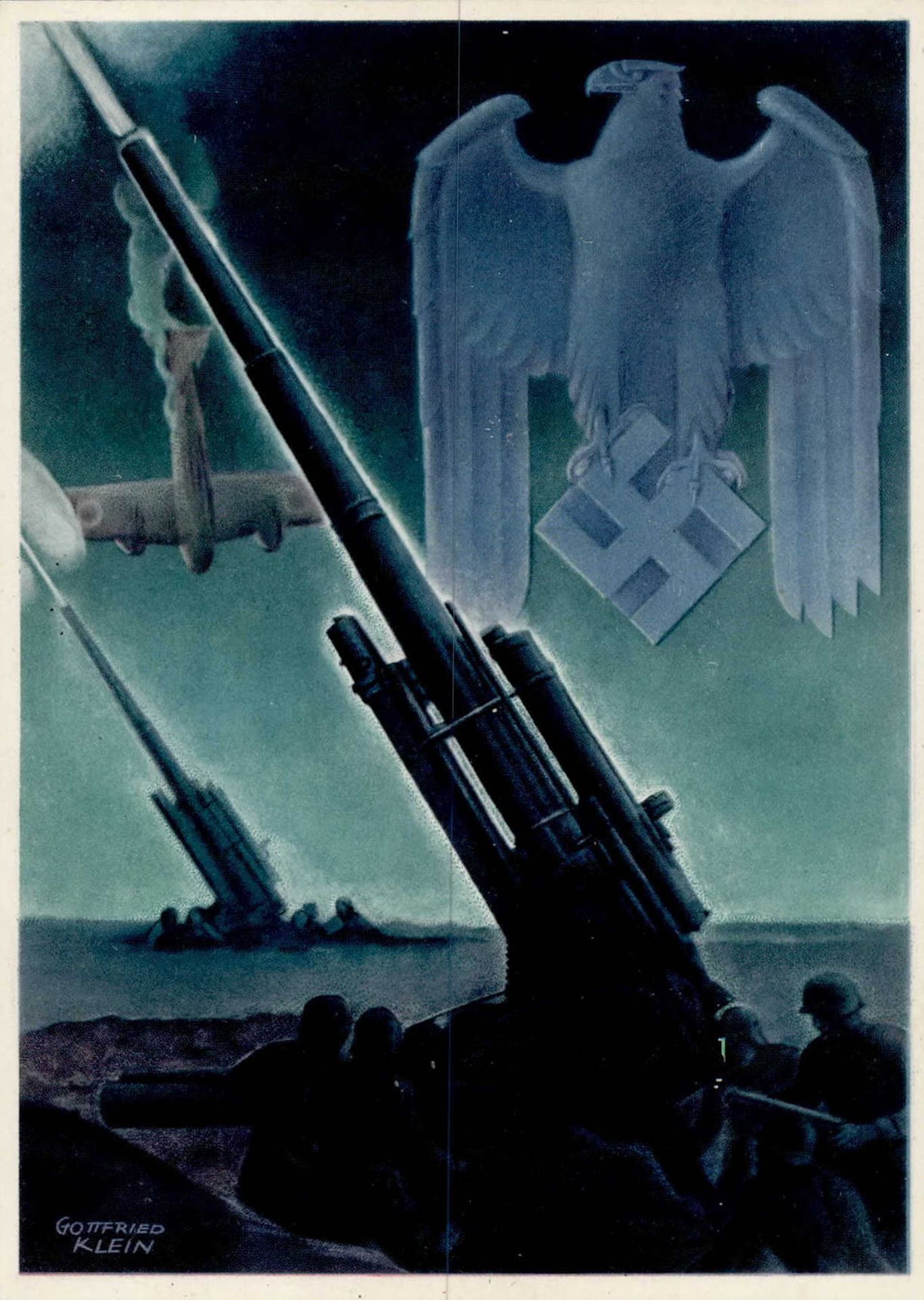 Propaganda WK II - PH Kl. 8 Die DEUTSCHE WEHRMACHT FLAK Künstlerkarte sign. Gottfried Klein I-II