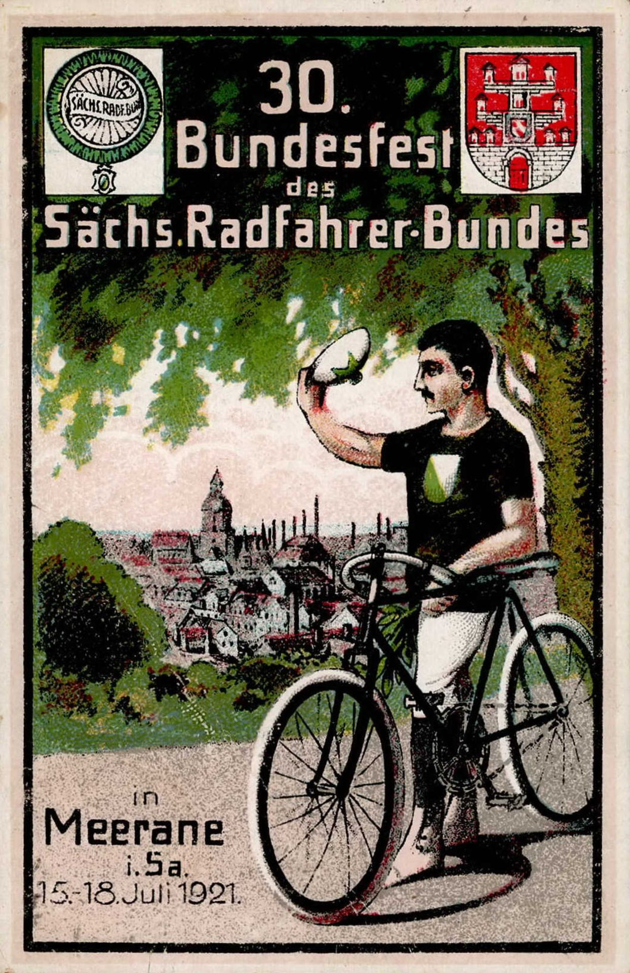 Fahrrad Meerane 30. Bundesfest des sächs. Radfahrer-Bundes 1921 II (Stauchung)