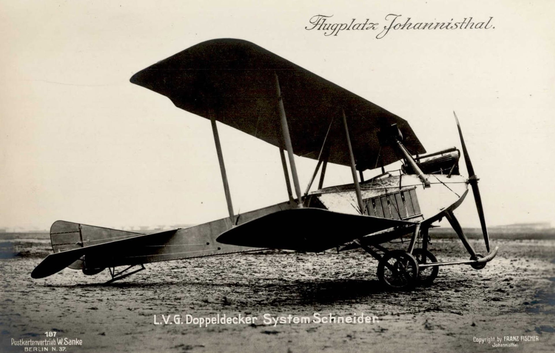 Sanke Flugzeug Johannisthal 187 L.V.G. Doppeldecker System Schneider I-II