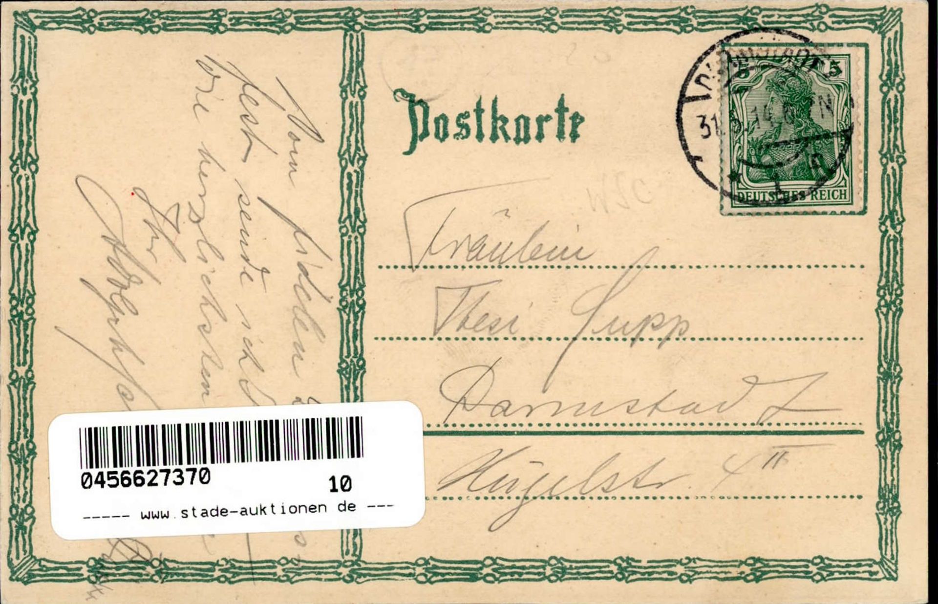 Studentika DARMSTADT - sign.Künstlerkarte 25jähr. Jubiläum 1914 I - Bild 2 aus 2