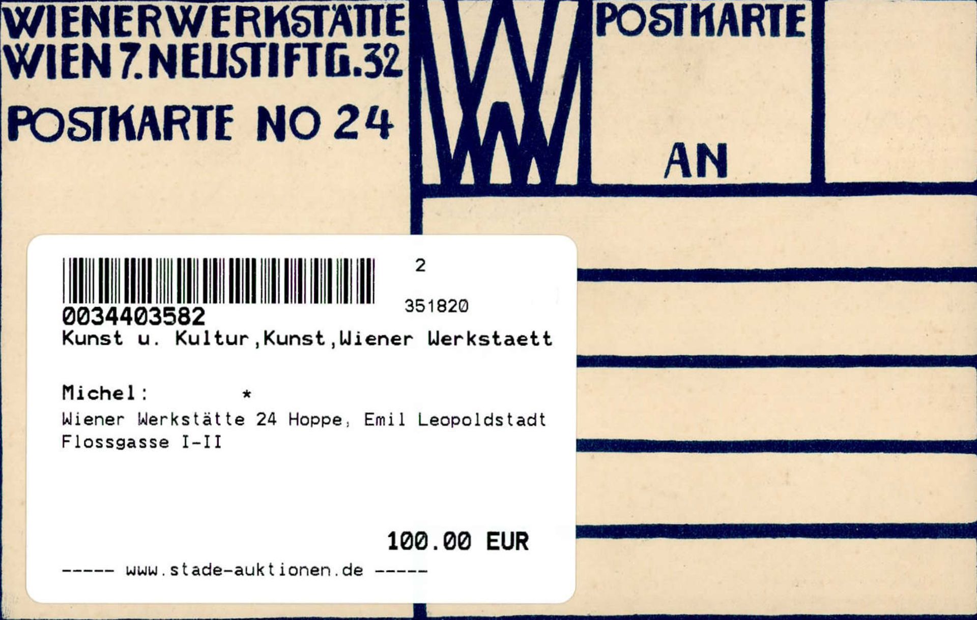 Wiener Werkstätte 24 Hoppe, Emil Leopoldstadt Flossgasse I-II - Bild 2 aus 2