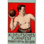 BRAUN, TH. - FRANKFURT/Main XI.DEUTSCHES TURNFEST 1908 Künstlerkarte No. 1 I