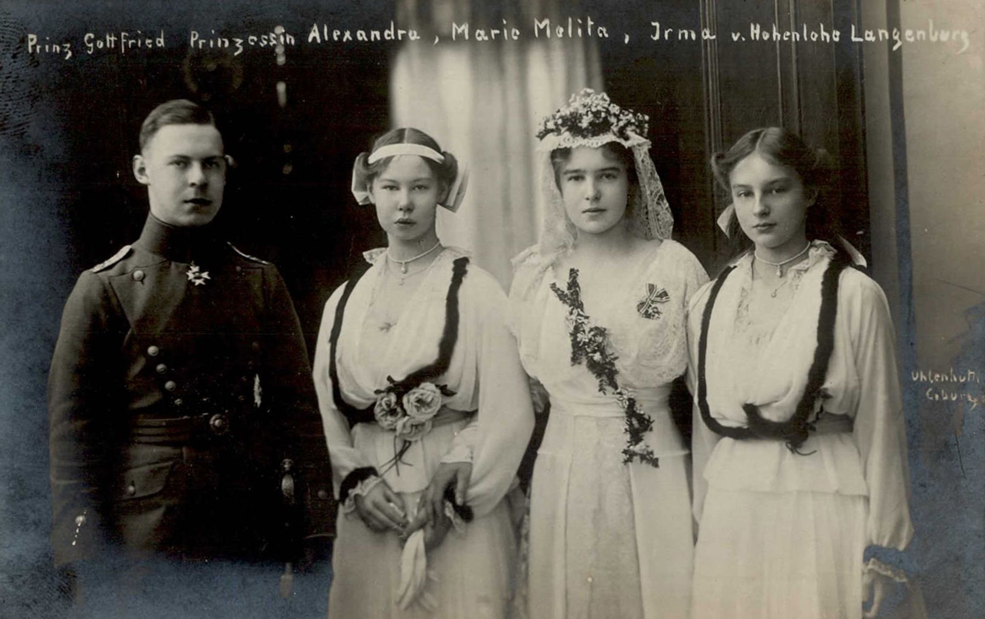 Adel Hohenlohe-Langenburg Prinz Gottfried mit den Prinzessinen Alexandra, Marie Melitta und Irma I-