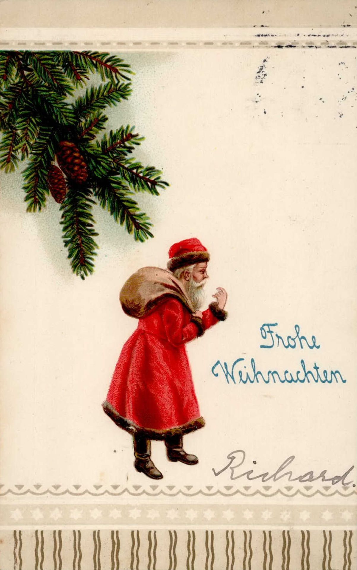 Weihnachtsmann Prägekarte I-II