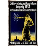 Ausstellung Leipzig Elektrotechnische Ausstellung 1912 sign. Pfeiffer II (fleckig, Ecken gestossen)