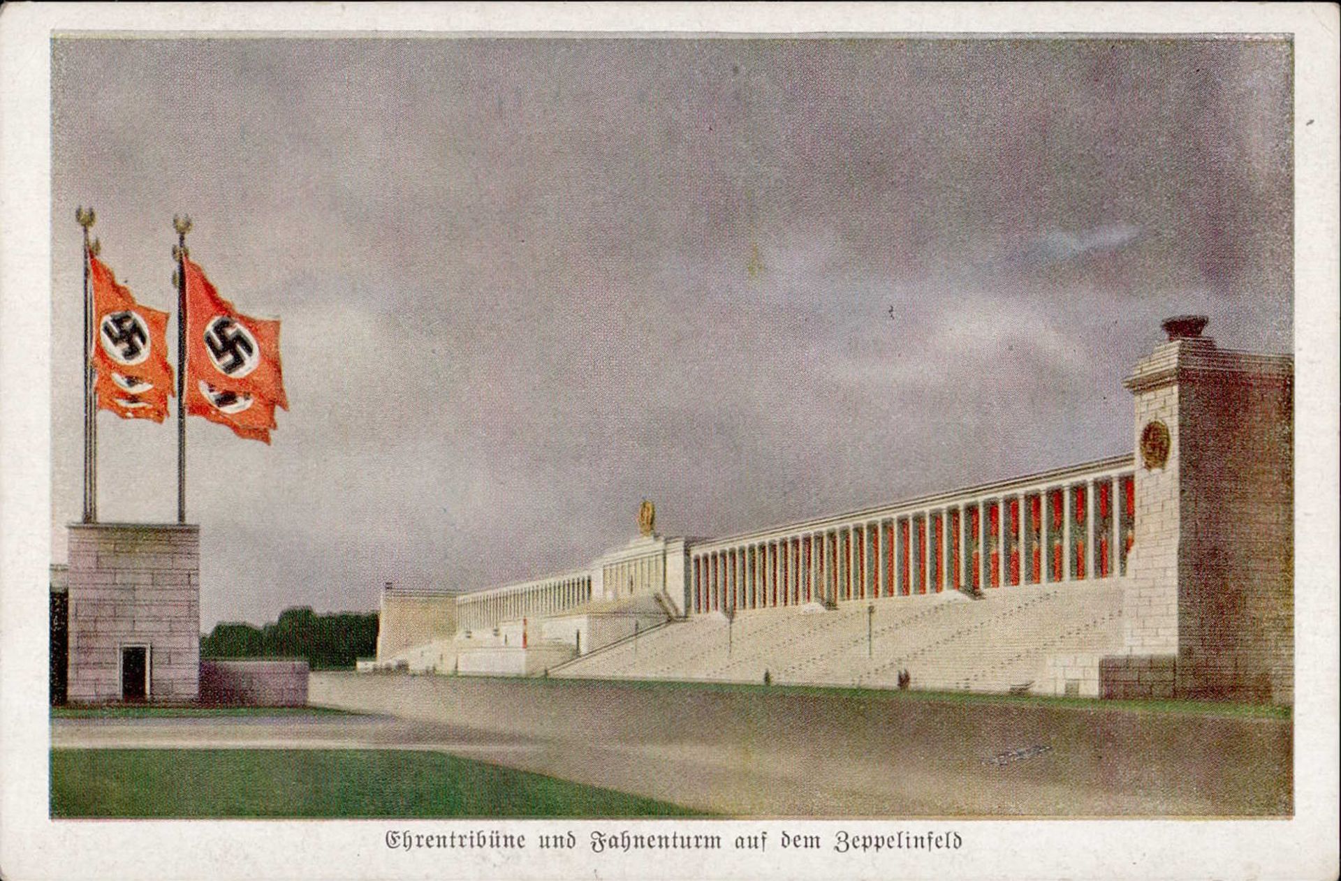 REICHSPARTEITAG NÜRNBERG WK II - Verlag König 1025 Ehrentribühne und Fahnenturm auf dem Zeppelinfeld