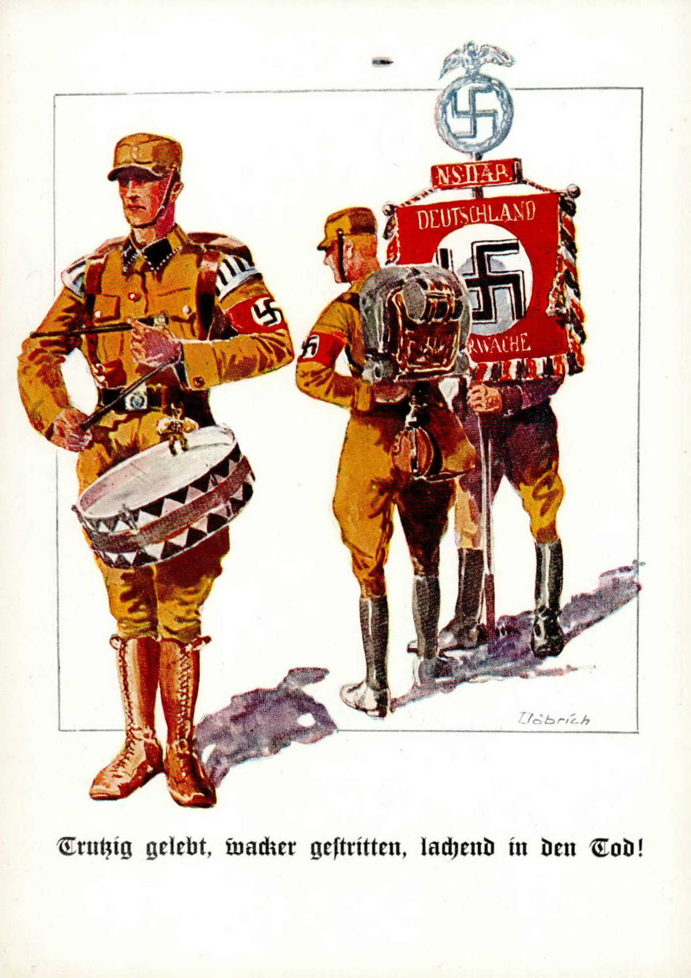 Propaganda WK II - HINEIN in HITLER`s STURM-ABTEILUNG - SA-Propaganda-Spendenkünstlerkarte