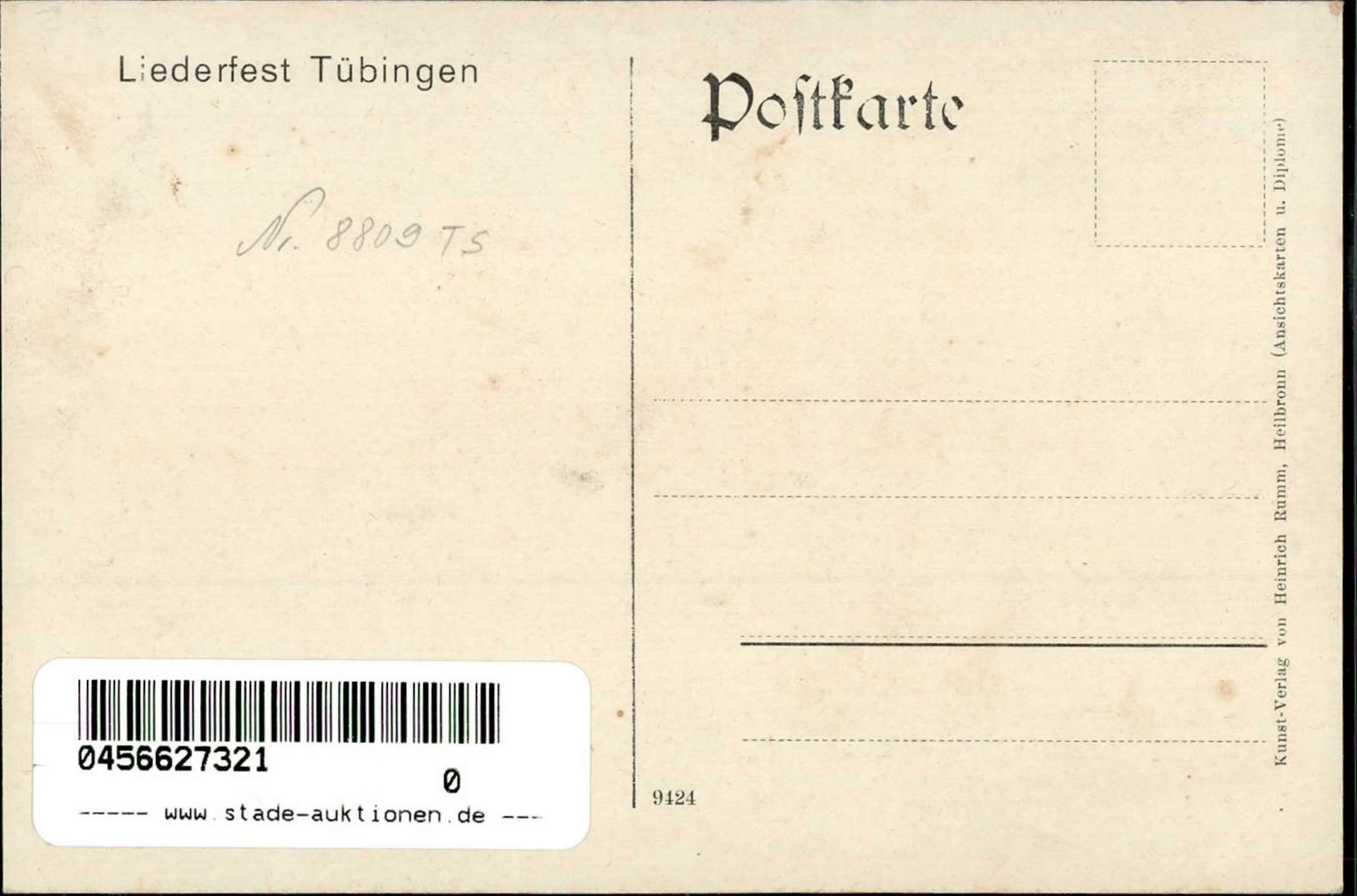 TÜBINGEN - 30.Allgem. LIEDERFEST d. SCHWÄB. SÄNGERBUNDES 1913 Festpostkarte I-II - Image 2 of 2