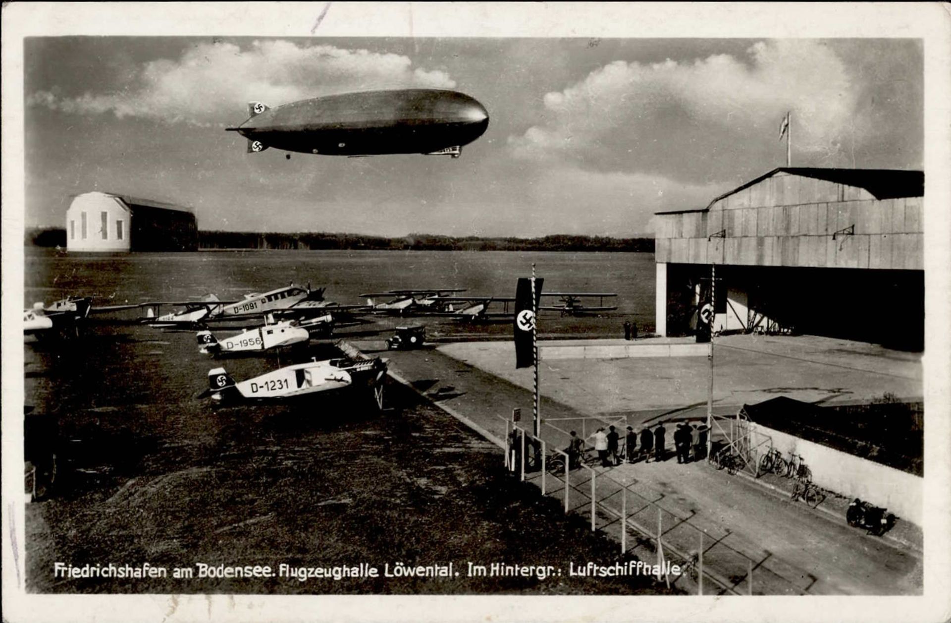 Zeppelin Friedrichhafen Flugzeughalle Löwental I-II (Marke teilweise entfernt, fleckig)