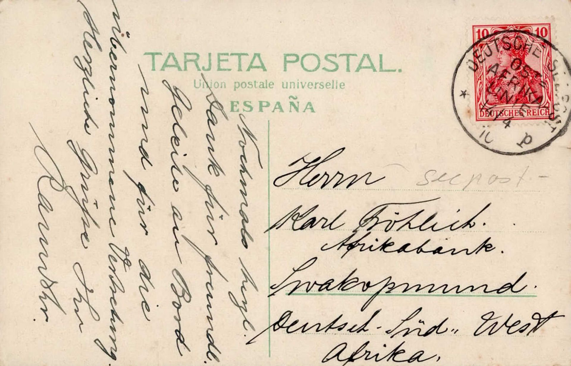 Kolonien Deutsch-Südwestafrika Deutsche Seepost Ost-Afrika-Linie Ub:p 1910 incoming mail