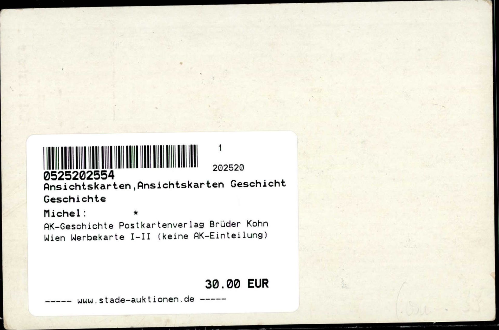 AK-Geschichte Postkartenverlag Brüder Kohn Wien Werbekarte I-II (keine AK-Einteilung) - Bild 2 aus 2