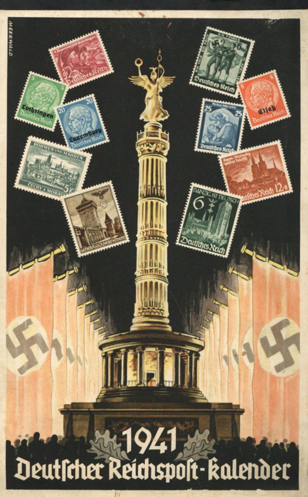 WK II Dokumente Deutscher Reichspost-Kalender 1941, komplett uns sehr gut erhalten I-II