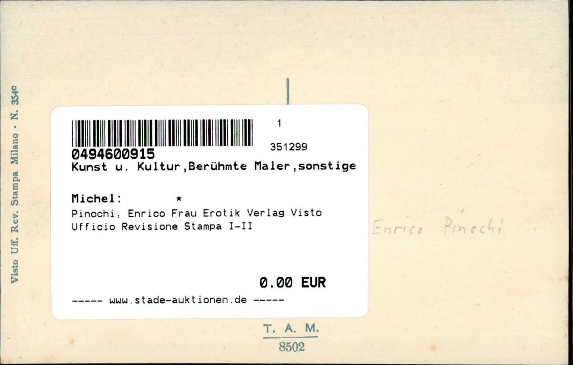 Pinochi, Enrico Frau Erotik Verlag Visto Ufficio Revisione Stampa I-II - Bild 2 aus 2