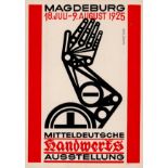 BAUHAUS-STIL - MAGDEBURG MITTELDEUTSCHE HANDWERKS-AUSSTELLUNG 1925 Künstlerkarte sign. Molzahn I