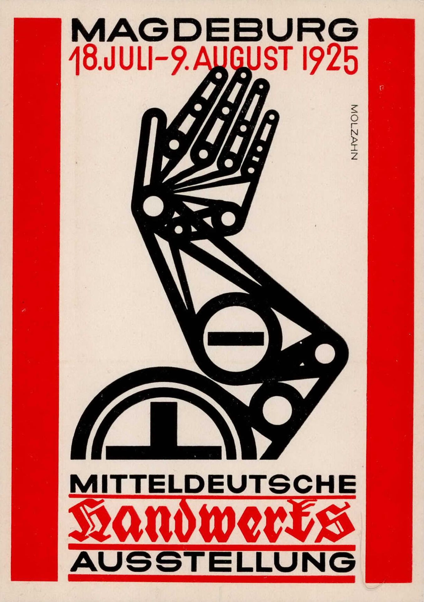 BAUHAUS-STIL - MAGDEBURG MITTELDEUTSCHE HANDWERKS-AUSSTELLUNG 1925 Künstlerkarte sign. Molzahn I