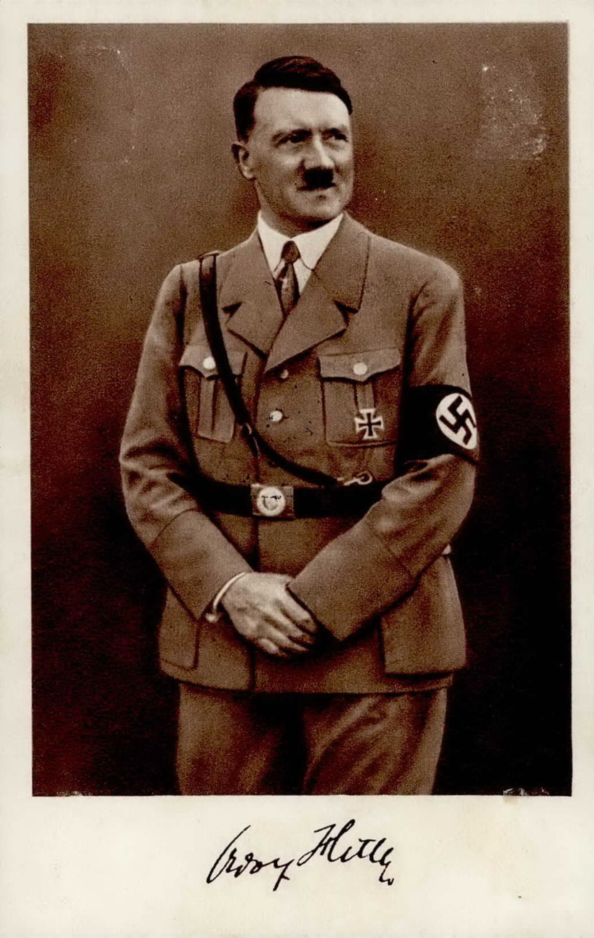 Hitler Portrait mit rs So-Stempel I-II