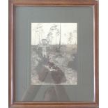 WK I Hartpappe-Foto Kriegsgrab eines Soldaten des R.I.R. 250 5. Kompanie gerahmt Rahmeninnenmaß