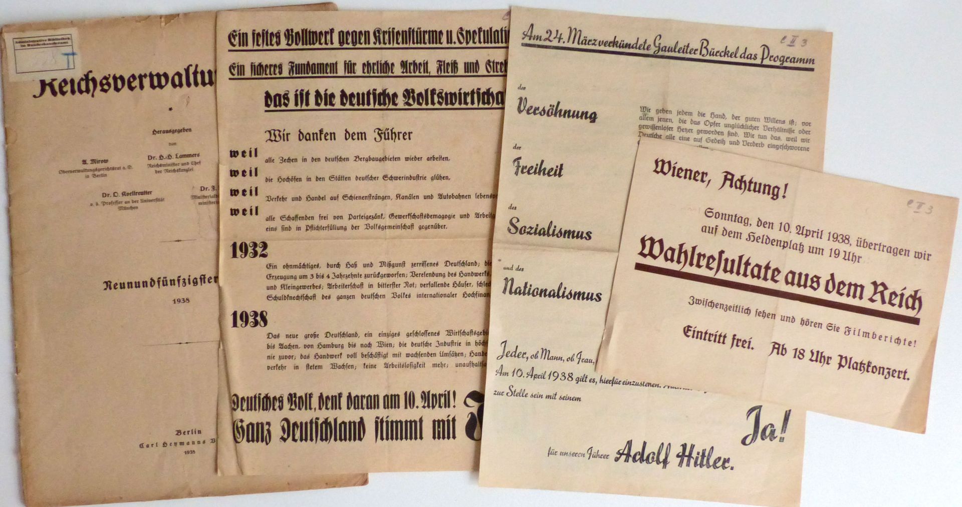 WK II Dokumente Kl. Konvolut Reichsverwaltungsblätter und Flugblätter II