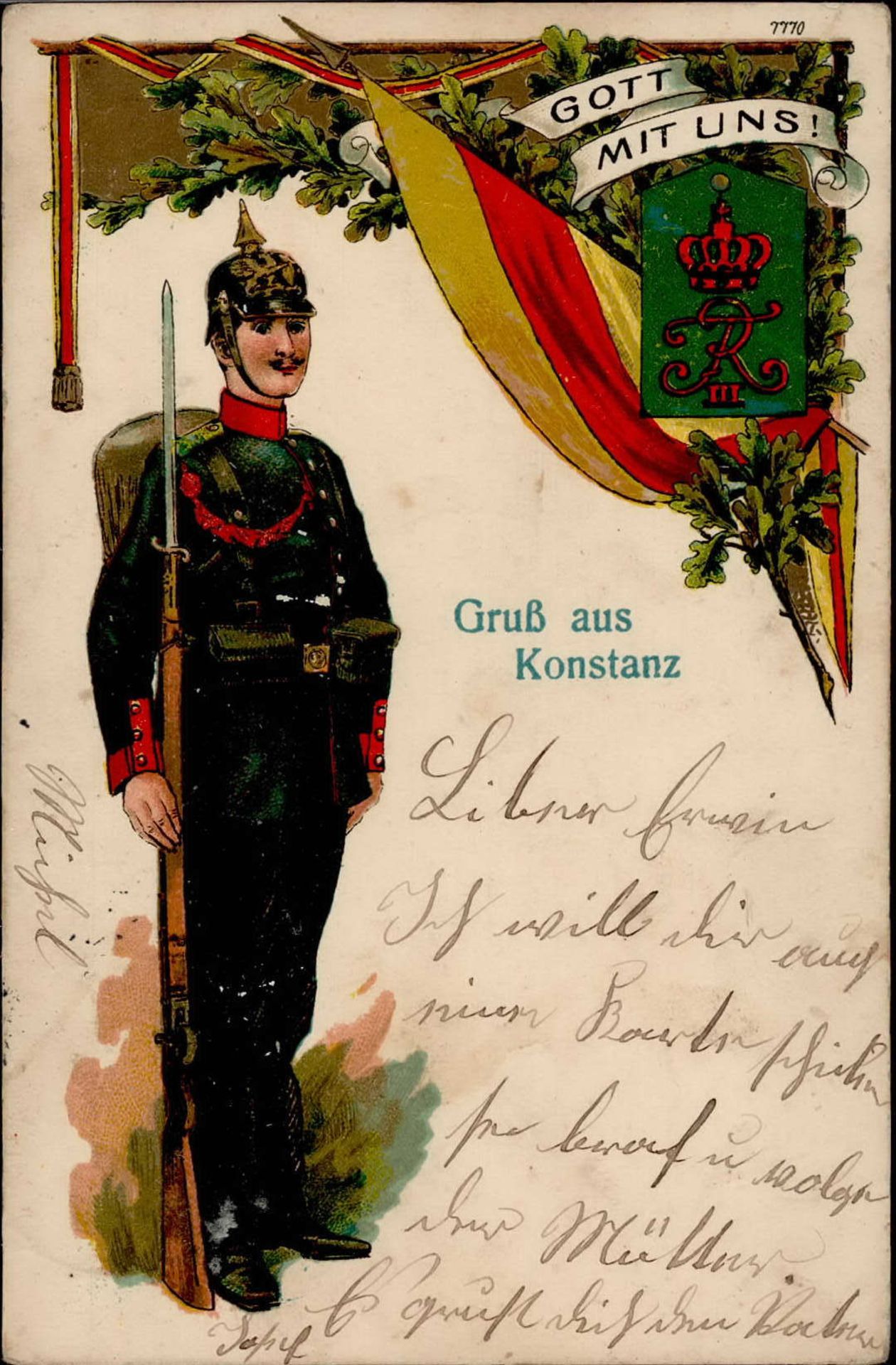 Regiment Konstanz 6. Bad. Inf.-Regt. Kaiser Friedrich III. Nr.114 I-II (fleckig)