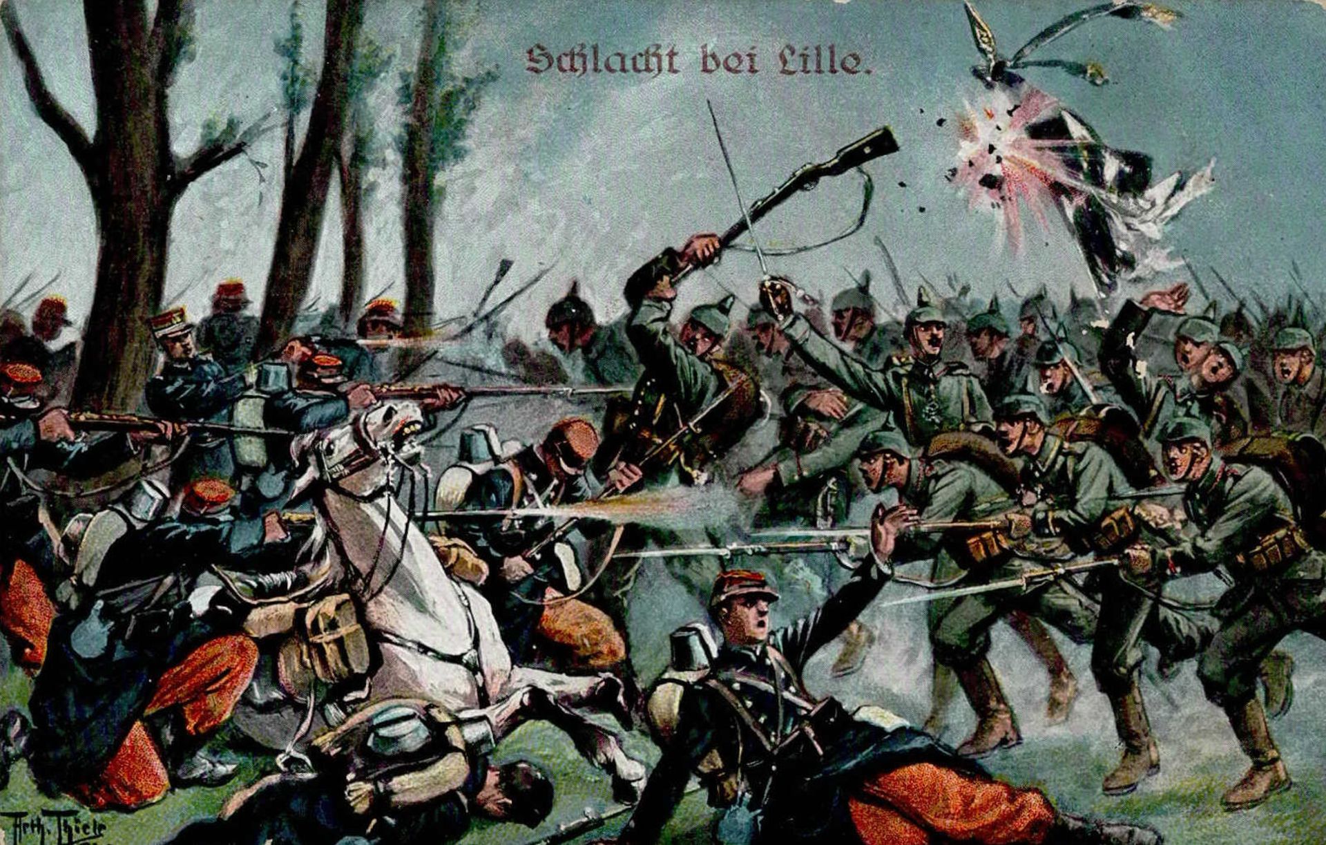 Thiele, Arthur Schlacht bei Lille I-II (RS Klebereste)