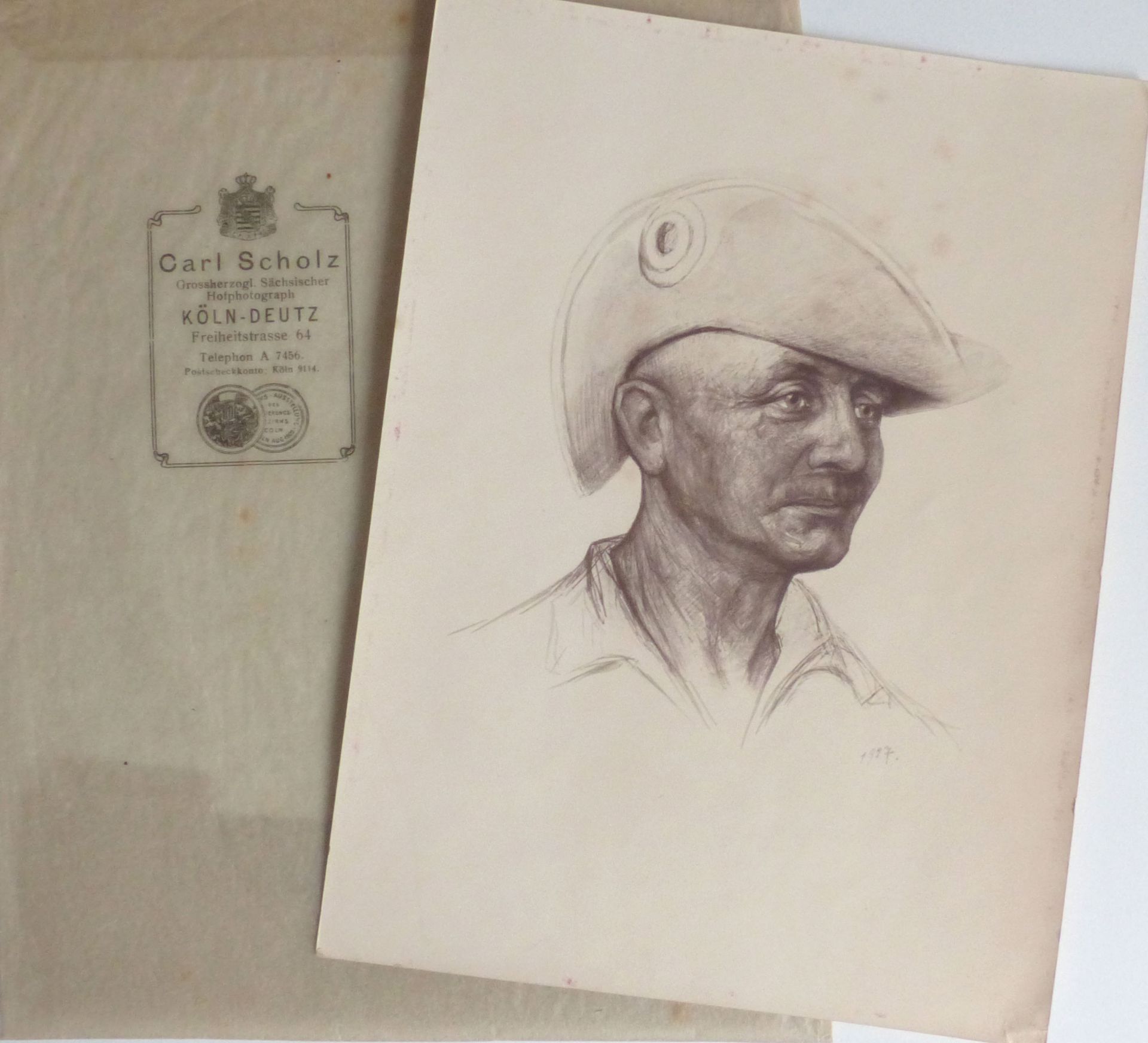 Persönlichkeiten General Lettow-Vorbeck, Paul Porträtzeichnung 18x24 cm in Originalumschlag vom