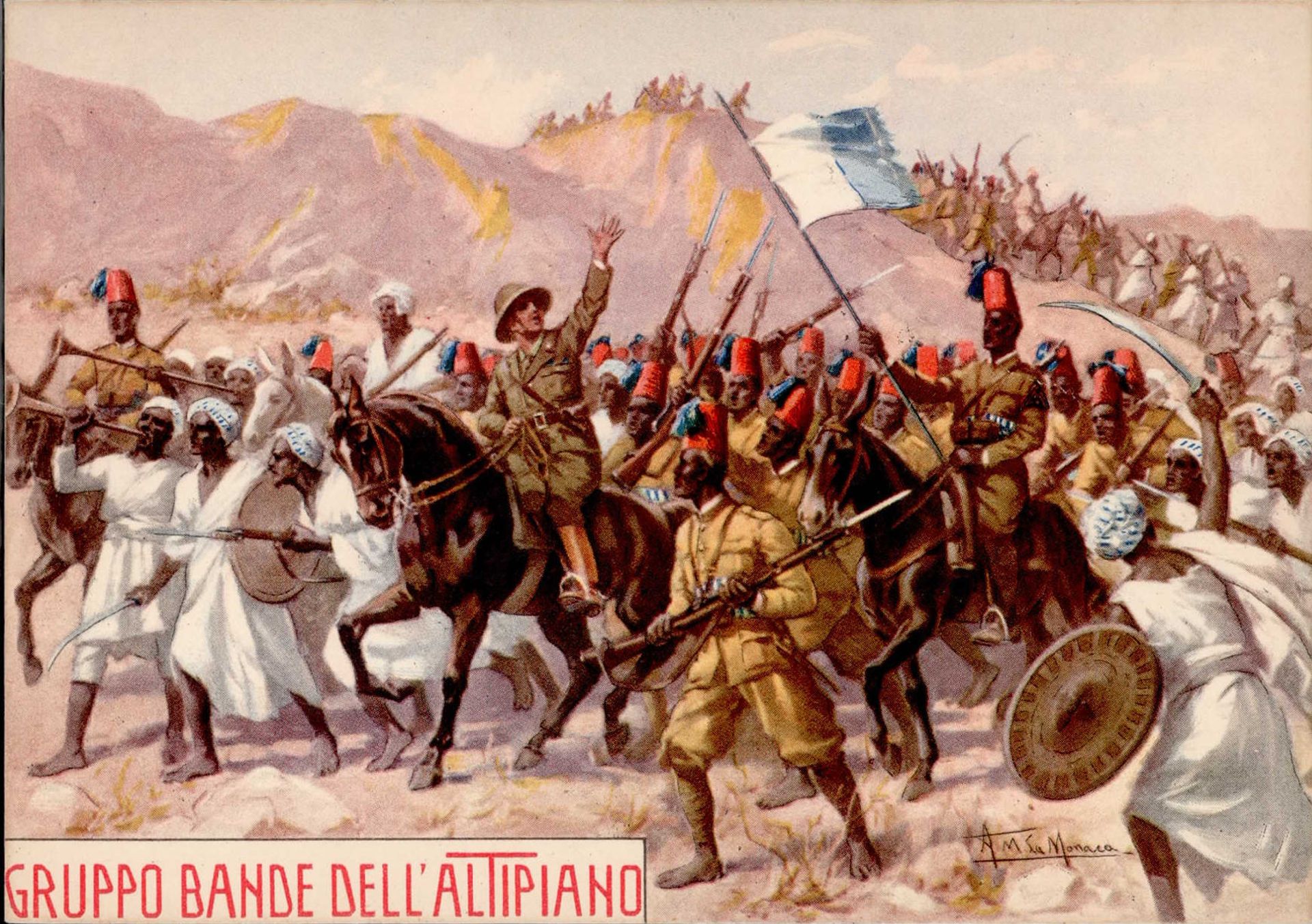 Propaganda WK II Italien Gruppo Bande Dell Altipiano sign. I-II