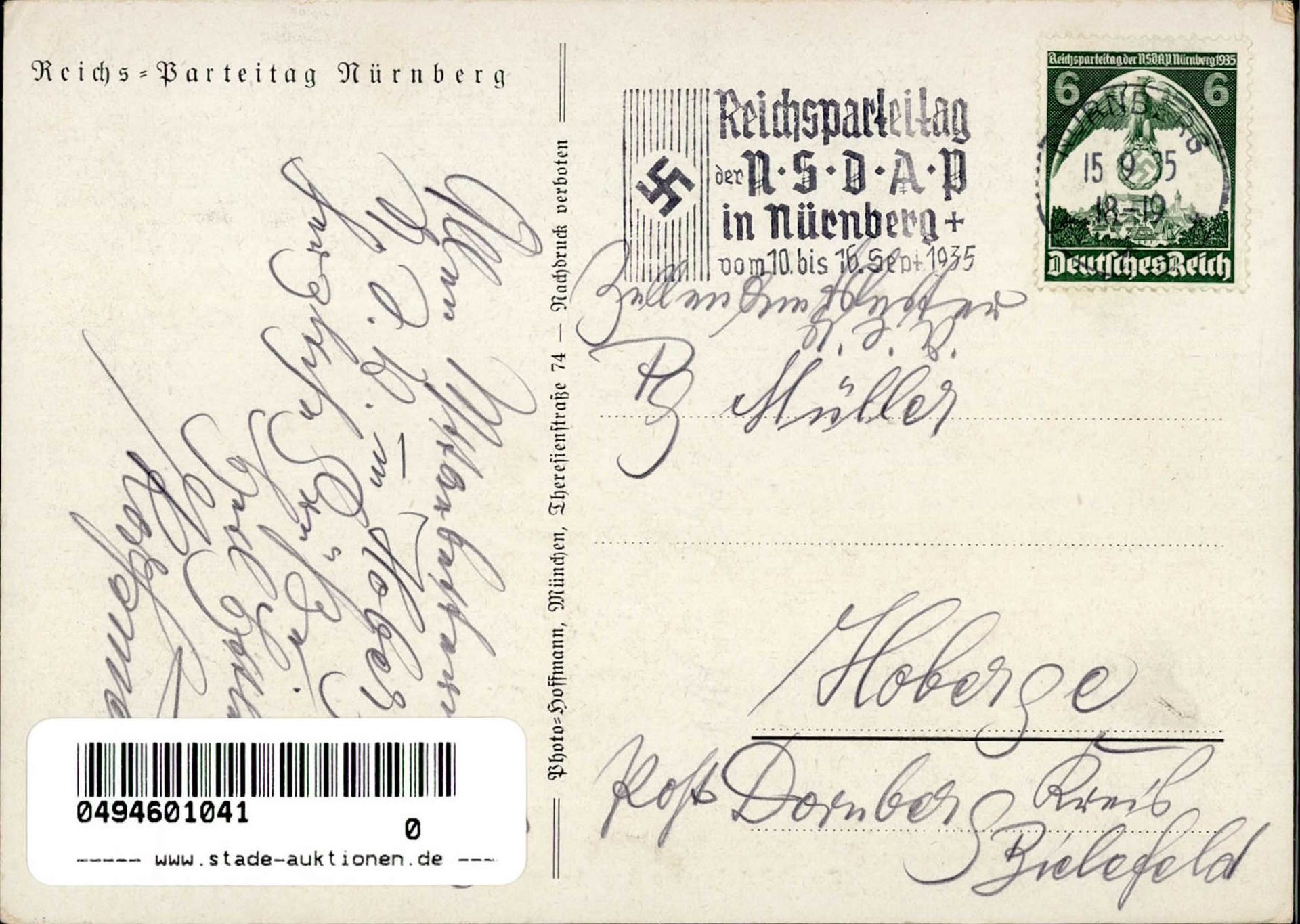 Reichsparteitag WK II Nürnberg (8500) Grundsteinlegung des Kongreßbaues I-II (Ecken abgestoßen) - Bild 2 aus 2