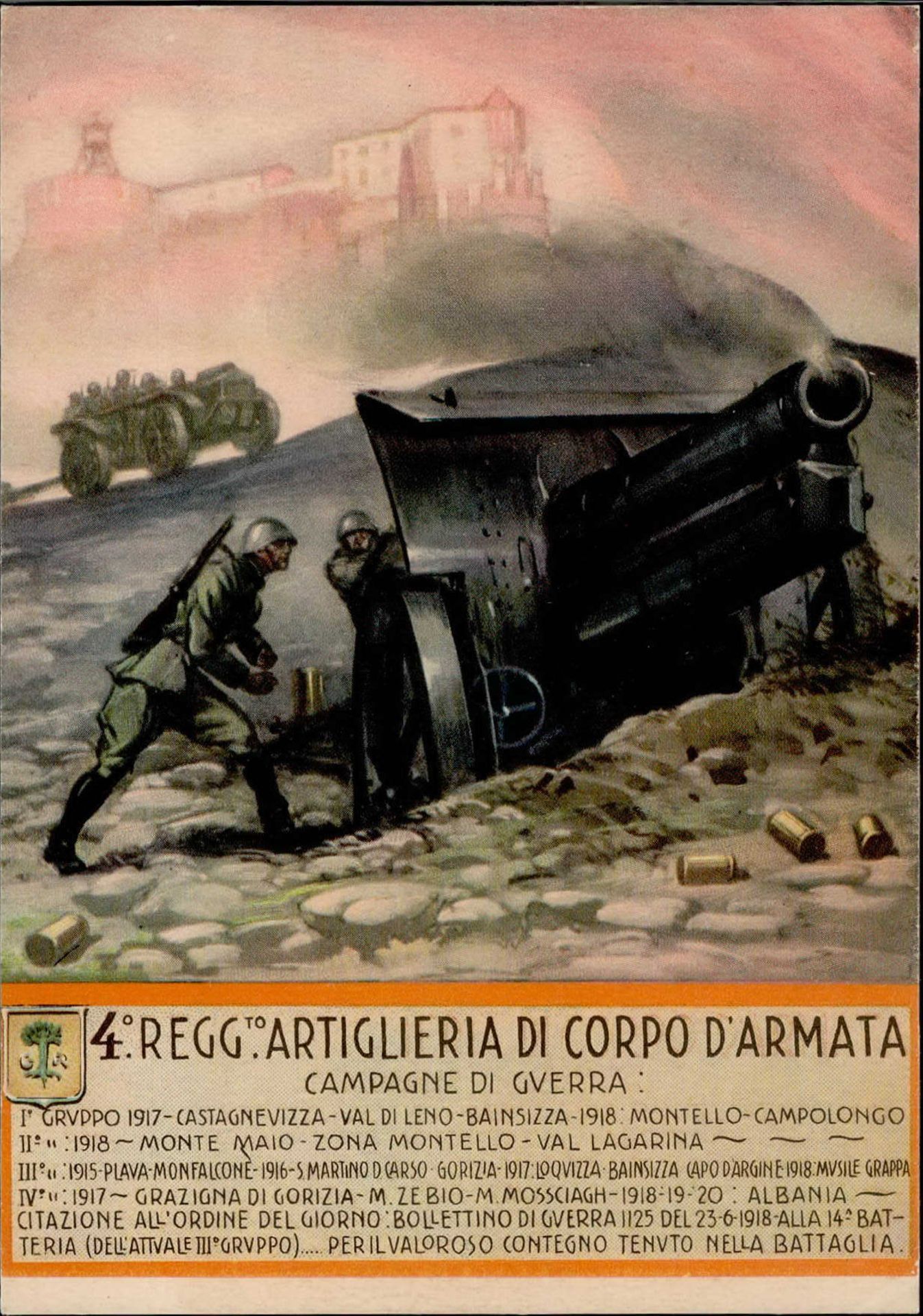Propaganda WK II Italien 4. Regg. to Artigliera di Corpo d Armata I-II
