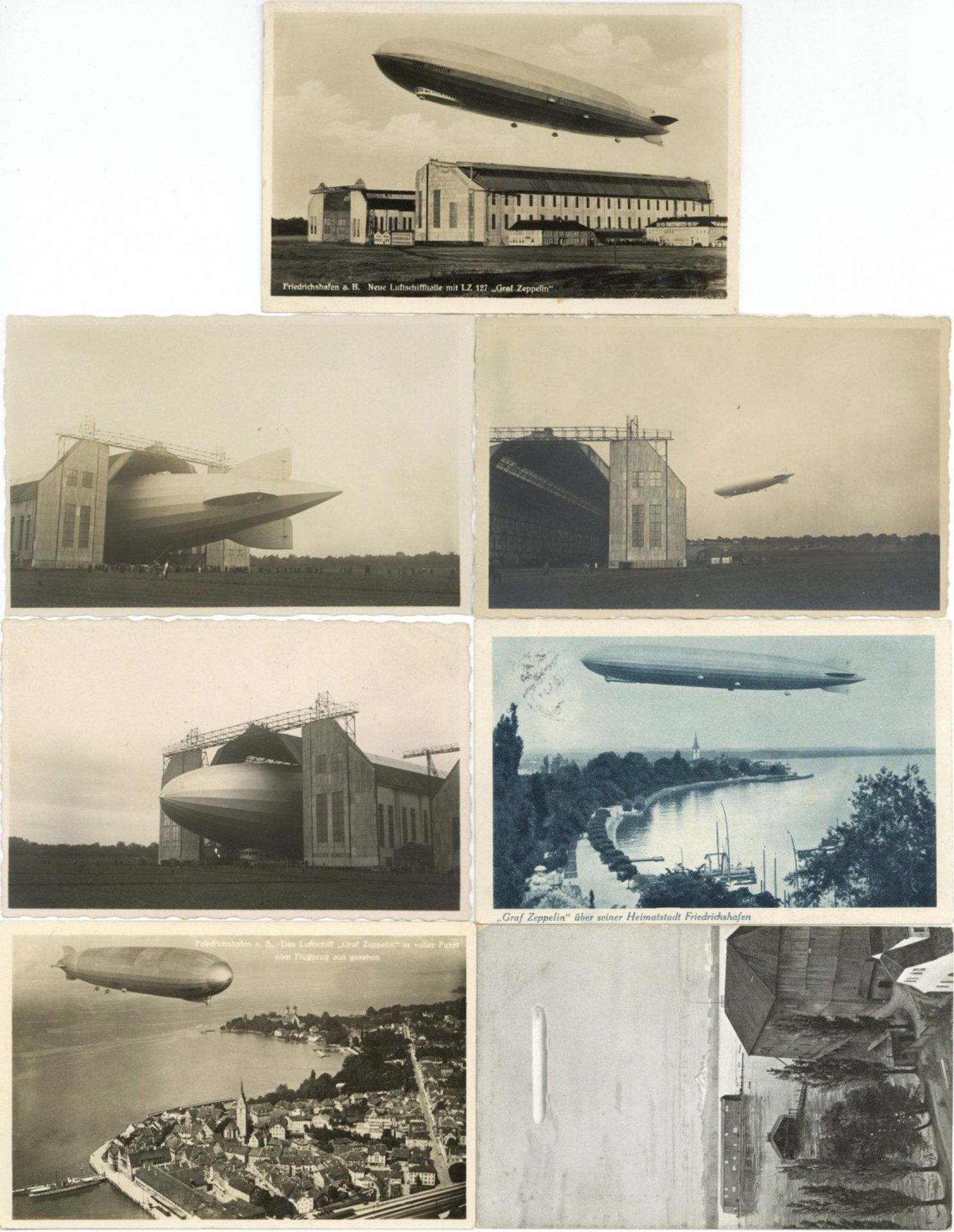 Zeppelin Friedrichshafen Lot mit 7 Ansichtskarten I-II